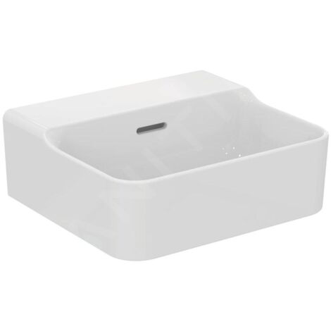 Ideal Standard Conca Ceram - Lave-main 400x350 mm, avec trop-plein, sans trou pour robinet, blanc T381101