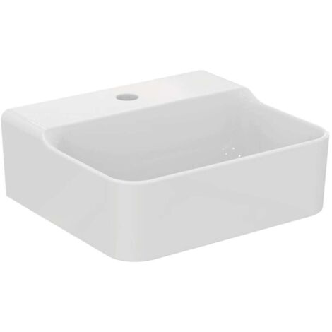Ideal Standard Conca Ceram - Lave-main 40x35 cm, sans trop-plein, trou pour robinet, blanc T387401