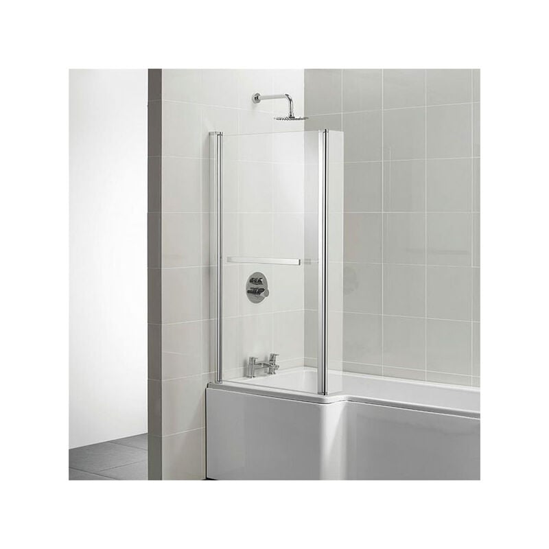 Ideal Standard - Concept L-Shaped Hinged Bath Screen with Towel Rail 1400mm h x 828mm w - 5mm Glass