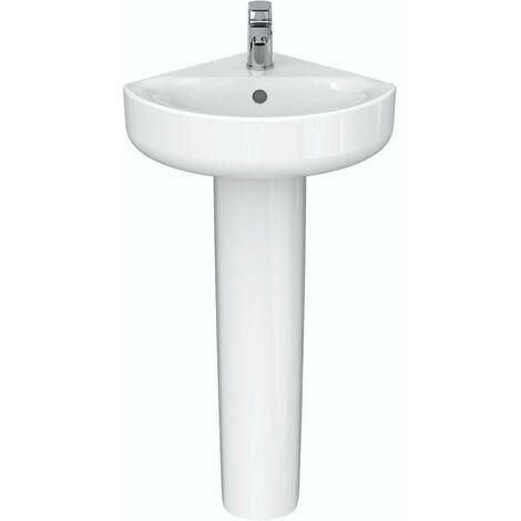 Ideal Standard Concept Space 1 tap hole full pedestal corner bathroom basin 450mm - White