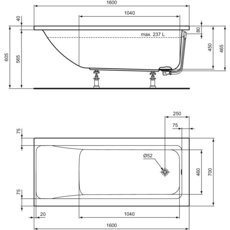 Ideal Standard Connect Air Baignoires de forme corporelle