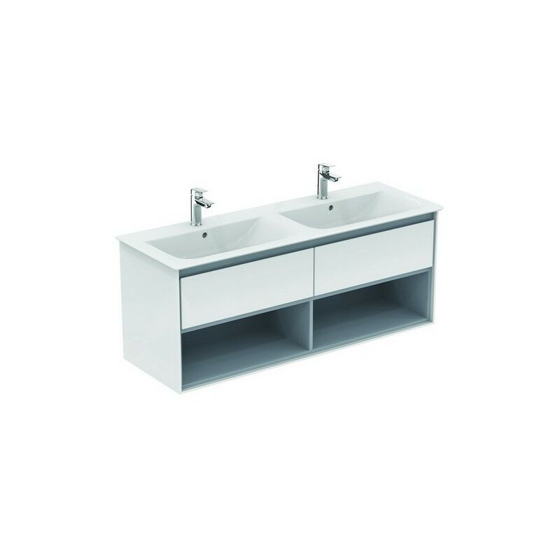 

CONNECT Air furniture Double vanity unit, 1200 mm, 2 extraíbles, E0829, color: Roble decorado en gris / blanco mate - E0829PS - Ideal Standard