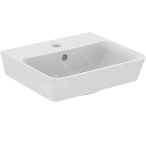 Ideal Standard Connect Air - Lavabo Cube, 400x350x160 mm, avec déversoir,  ouverture pour mitigeur, avec Ideal Plus, blanc
