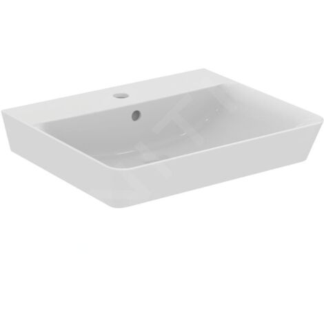 Ideal Standard Connect Air - Lavabo Cube 550x460x160 mm, avec déversoir, ouverture pour mitigeur, avec Ideal Plus, blanc E0299MA