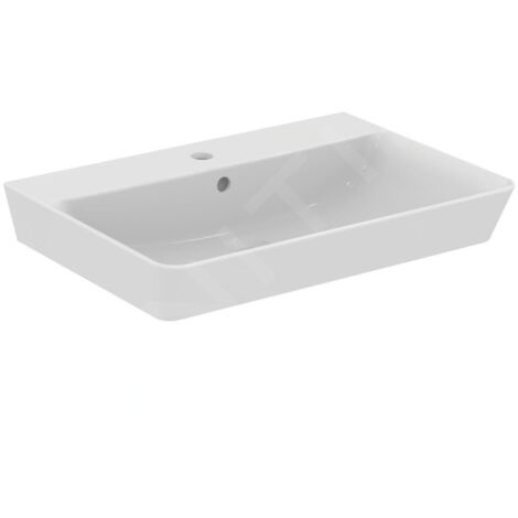Ideal Standard Connect Air - Lavabo Cube 650x460x160 mm, avec déversoir, ouverture pour mitigeur, avec Ideal Plus, blanc E0297MA