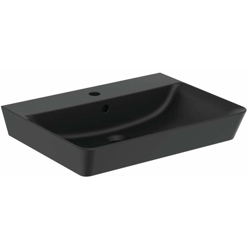Connect Air - Lave-mains Cube 40x35x16 cm, avec trop-plein, avec trou pour robinetterie, noir E0307V3 - Ideal Standard