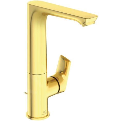 Ideal Standard Connect Air - Mitigeur de lavabo Slim avec bec orientable et vidage, Brushed Gold A7020A2