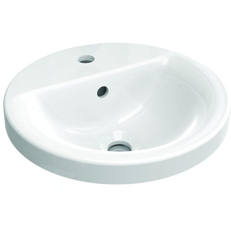 Ideal Standard - Connect - Lavabo encastré, diamètre : 380 mm, avec déversoir, 1 ouverture pour mitigeur, blanc E504101