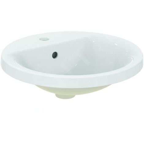 Ideal Standard Connect - Lavabo encastré 480 mm, avec déversoir, ouverture pour mitigeur, blanc E504201