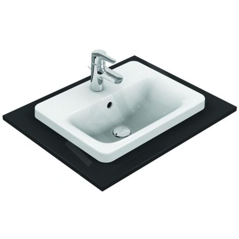Ideal Standard Connect - Lavabo encastré, 500x390 mm, avec déversoir, 1 ouverture pour mitigeur, blanc E504301