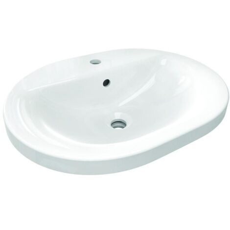 Ideal Standard Connect - Lavabo encastré, 550x430 mm, avec déversoir, 1 ouverture pour mitigeur, blanc E503901