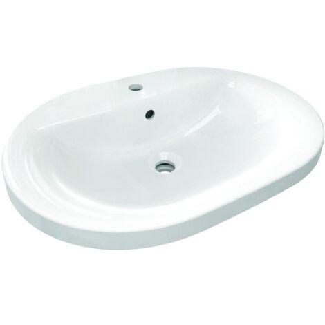 Ideal Standard Connect - Lavabo encastré 620x460 mm, avec déversoir, 1 ouverture pour mitigeur, blanc E504001