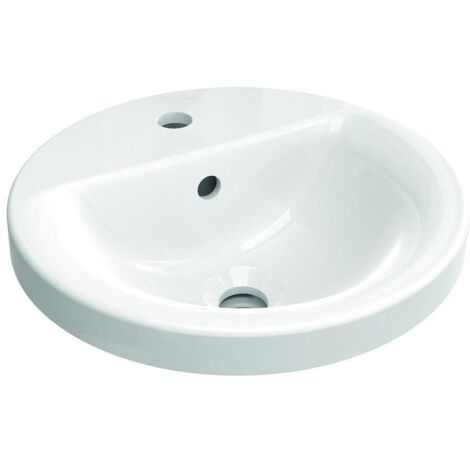 Ideal Standard Connect - Lavabo encastré, diamètre : 380 mm, avec déversoir, 1 ouverture pour mitigeur, blanc E504101