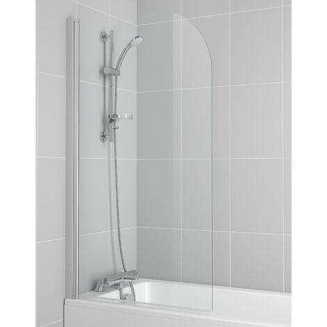 Ideal Standard Connect Round Top Radius Hinged Bath Screen 1410mm H x 820mm W - 5mm Glass