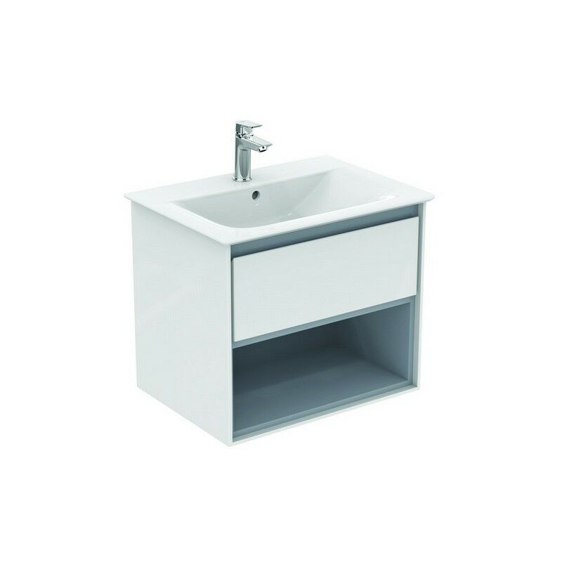 

CONNECT Unidad de lavabo para mobiliario neumático, 600 mm, 1 extraíble, E0826, color: Roble decorado en gris / blanco mate - E0826PS - Ideal Standard