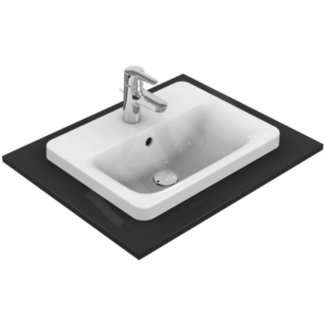 Ideal Standard Connect - Vasque encastrée, 500x390 mm, avec trop-plein, 1 trou pour robinetterie, Ideal Plus, blanc E5043MA