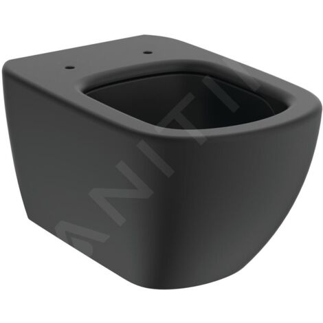 Ideal Standard – Cuvette WC suspendu Aquablade en porcelaine vitrifiée noir soyeux – Évacuation arrière – Dimensions 360x530x335mm – T0079V3