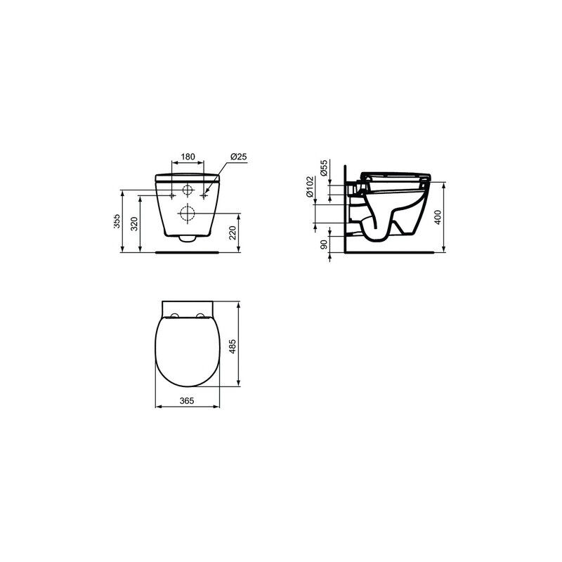 

Ideal Standard - Asiento de inodoro con cubierta blanca - CONECTAR ESPACIO
