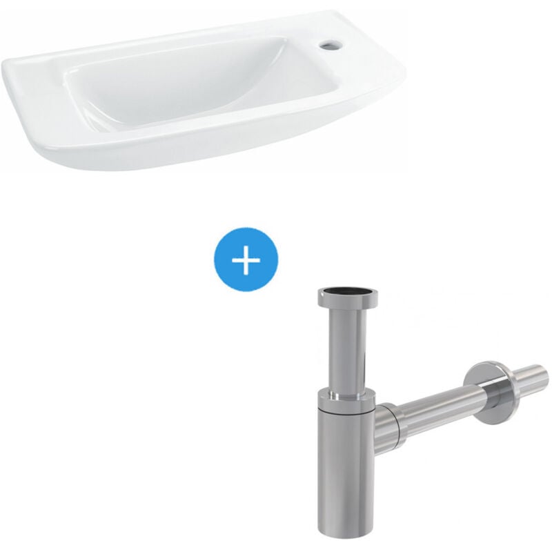 Ensemble eurovit Lave-mains 125 x 500 x 235 mm, blanc + Siphon Alca en Métal Chromé (R421901-SET) - Ideal Standard