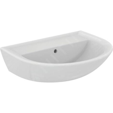 Ideal Standard Eurovit - Lavabo 600x470 mm, avec trop-plein, sans trou pour robinetterie, blanc W332401