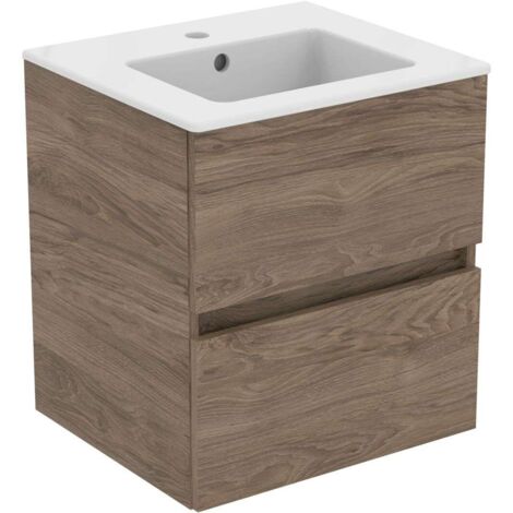 Ideal Standard Eurovit - Meuble avec lavabo, 55x50x44 cm, 2 tiroirs, noyer R0571Y9