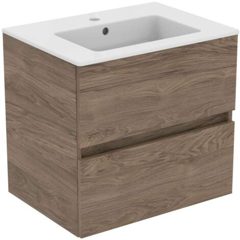 Ideal Standard Eurovit - Meuble avec lavabo, 55x60x44 cm, 2 tiroirs, noyer R0572Y9