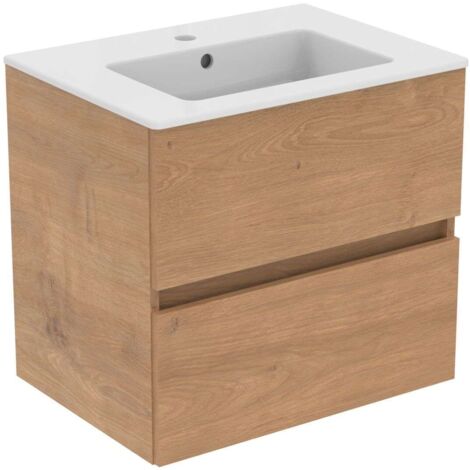 Ideal Standard Eurovit - Mueble con lavabo, 55x60x44 cm, 2 cajones, roble natural R0572Y8