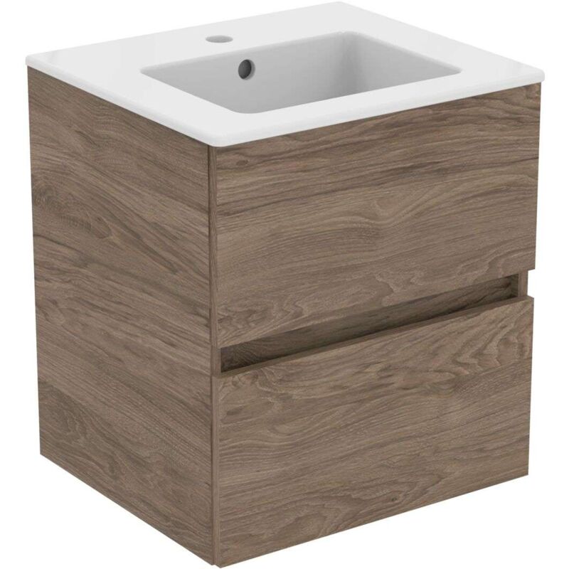 Eurovit - Waschtisch Mit Unterschrank, 55x50x44 Cm, 2 Schubladen, Nussbaum R0571y9 - Ideal Standard