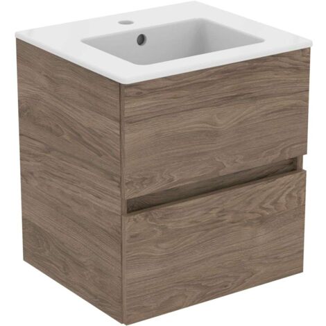 Ideal Standard Eurovit - Waschtisch mit Unterschrank, 55x50x44 cm, 2 Schubladen, Nussbaum R0571Y9