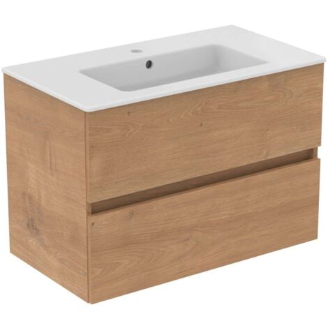 Ideal Standard Eurovit+ - Waschtisch mit Unterschrank, 55x80x44 cm, 2 Schubladen, Eiche natur R0574Y8