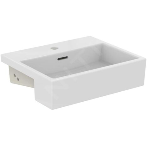 Ideal Standard Extra - Lavabo semi-encastré, 500x420 mm, avec trop-plein, trou pour robinet, blanc T373501