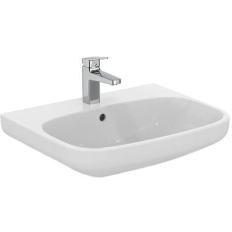 Ideal Standard I.LIFE A lavabo sospeso o da appoggio L.60 cm, monoforo, con troppopieno, colore bianco finitura lucido T451101