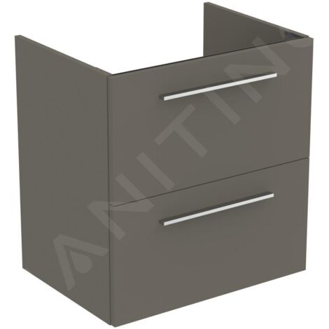 Ideal Standard i.Life A - Meuble sous lavabo, 600x440x630 mm, 2 tiroirs, quartz gris mat T5255NG