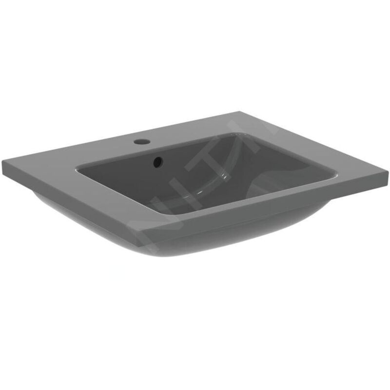 Ideal Standard - i.Life b - Lavabo pour meuble 61x51 cm, avec trop-plein, trou pour robinetterie, gris brillant T460558