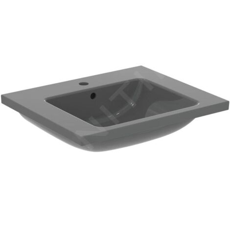 Ideal Standard i.Life B - Lavabo pour meuble 61x51 cm, avec trop-plein, trou pour robinetterie, gris brillant T460558