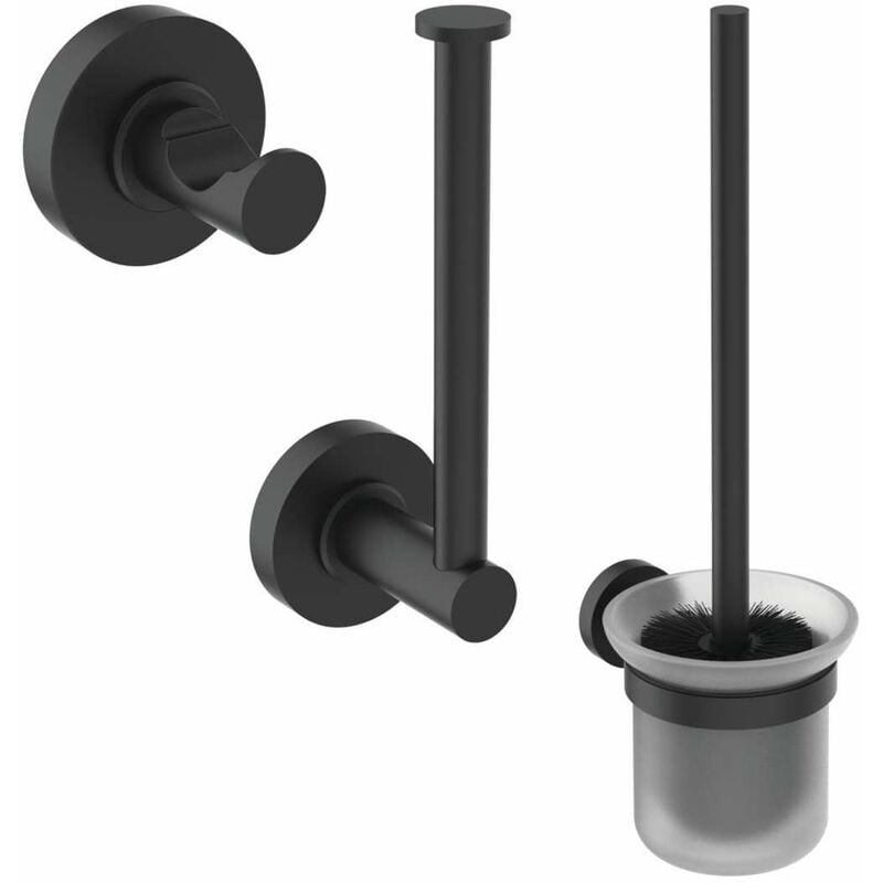 Iom - Set di accessori per bagno, vetro opaco/nero A9246XG - Ideal Standard