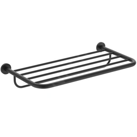 Ideal Standard IOM - Tablette avec porte-serviettes, longueur 57 cm, noir soyeux A9106XG