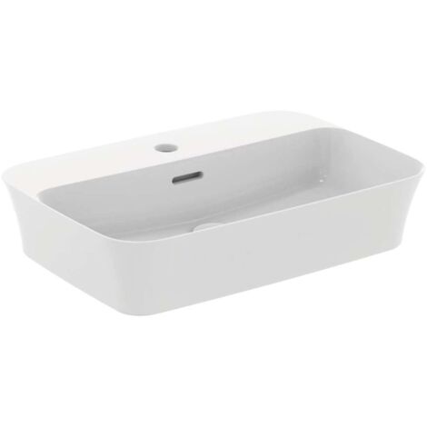 Ideal Standard Ipalyss - Lavabo sobre encimera, 55x38 cm, con rebosadero, con orificio para grifo, blanco mate E2077V1
