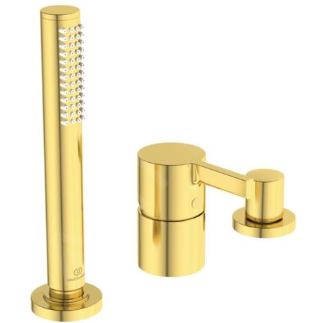 Ideal Standard Joy - Mitigeur au bord de baignoire, installation 3 trous, Brushed Gold BC788A2