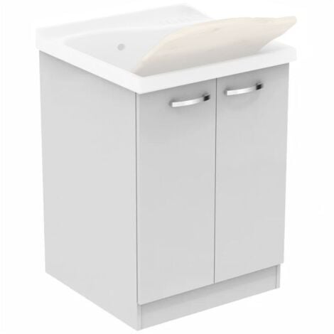 Ideal Standard Lago mobile sottolavatoio con asse in legno L.60 P.60 cm, colore bianco finitura lucido (solo mobile, senza lavatoio) J0028PW