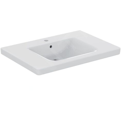Ideal Standard – Lavabo à encastrer 800x560 mm – Céramique sanitaire blanc – 1 ouverture pour mitigeur – Trop-plein inclus – Installation murale - E548401