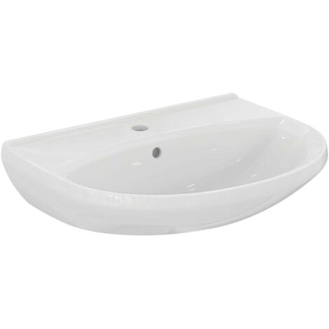 Ideal Standard – Lavabo céramique blanc 60x46 cm – Semi-circulaire avec trop-plein et trou robinet – Installation murale – Design classique - R027401