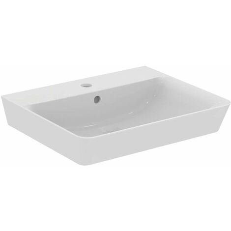 Ideal Standard – Lavabo cube 55x46x16 cm – Céramique sanitaire blanche – Montage mural avec trou pour mitigeur – E029901