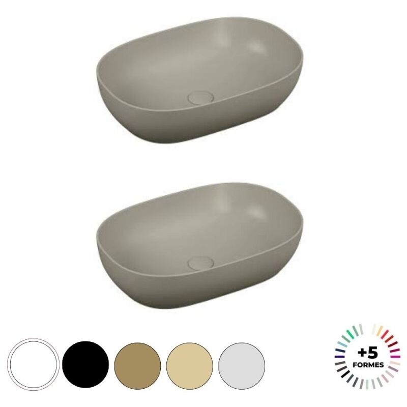 Vitra - Lavabo double vasque à poser Outline, ovale - taupe mat Haut de gamme
