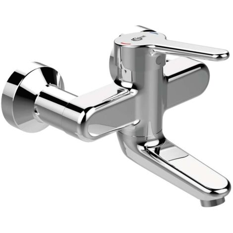 Ideal Standard Miscelatore lavabo a parete Ceraplus 5l/min. Sporg.180-199mm raccordi a S a prova di manomissione Cromo, BC110AA