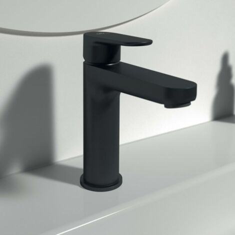 Ideal Standard – Mitigeur de lavabo noir avec click-clack – Commande à levier – Débit 5 l/min – Installation EasyFix – BD131XG