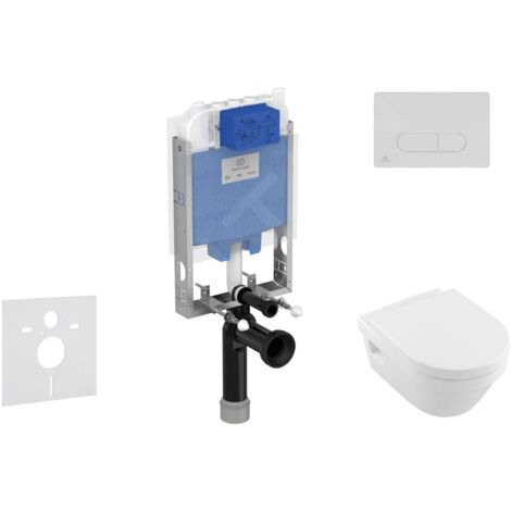 Ideal Standard ProSys - Ensemble pour WC suspendu, cuvette et abattant Architectura, Plaque de déclenchement Oleas M1,