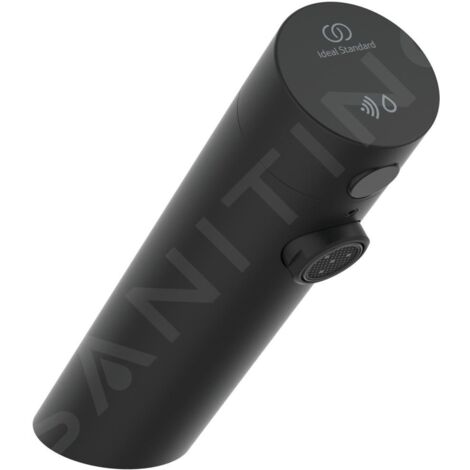 Ideal Standard SensorFlow - Mitigeur de lavabo à capteur sans mélangeur, alimentation depuis pile, noir satiné A7556XG