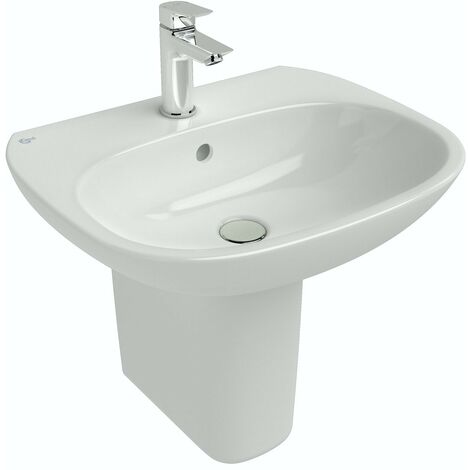 Ideal Standard Tesi 1 tap hole semi pedestal basin 550mm - White