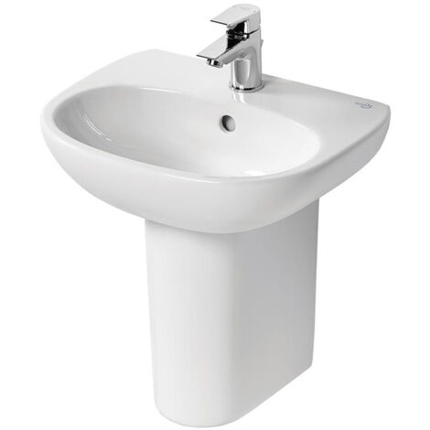 Ideal Standard Tesi Cloakroom Basin and Semi Pedestal 450mm Wide 1 Tap Hole